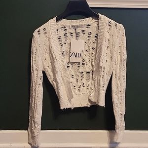 Distress button-up Sweater